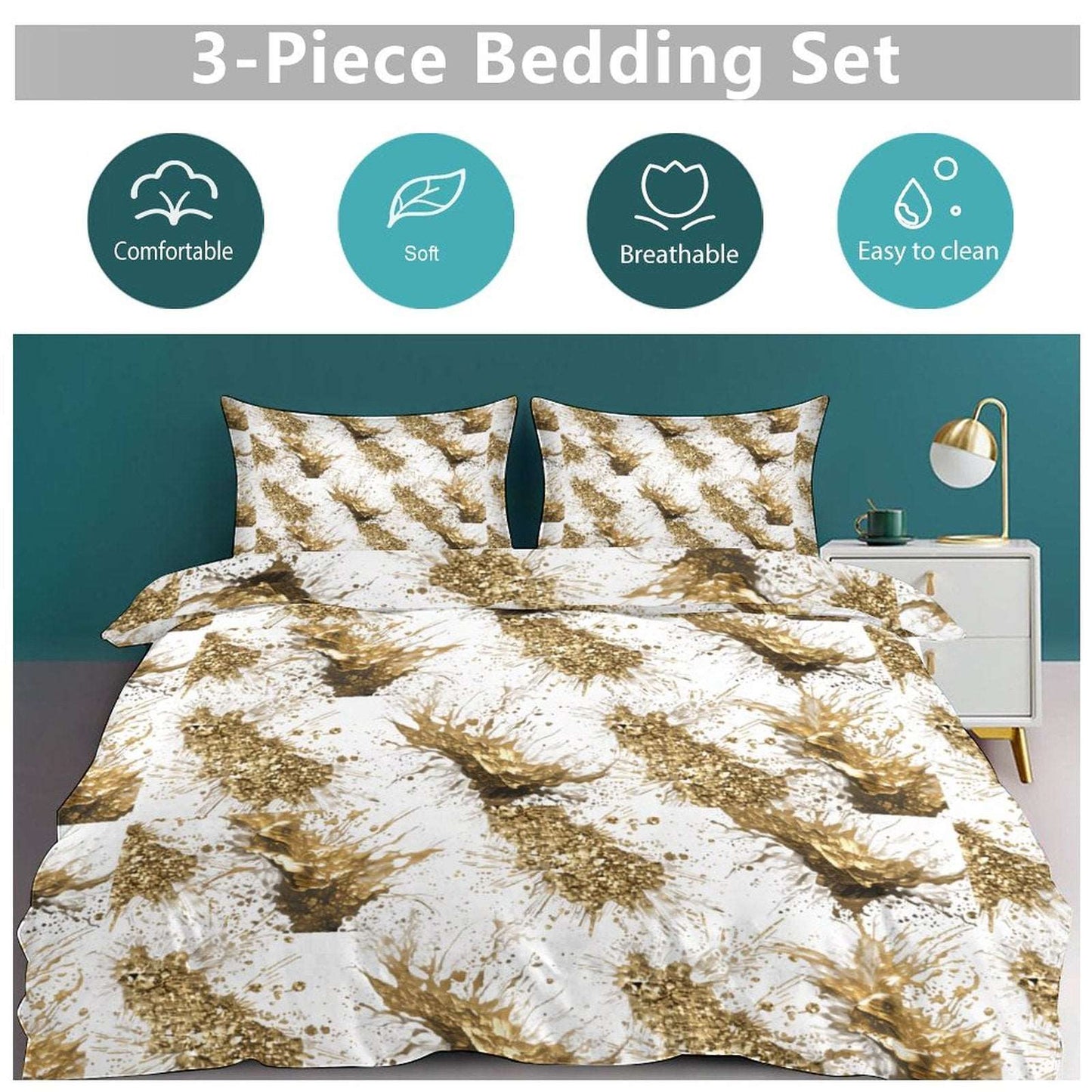 3-Piece Bedding Set-102"x90"/ 259x229cm