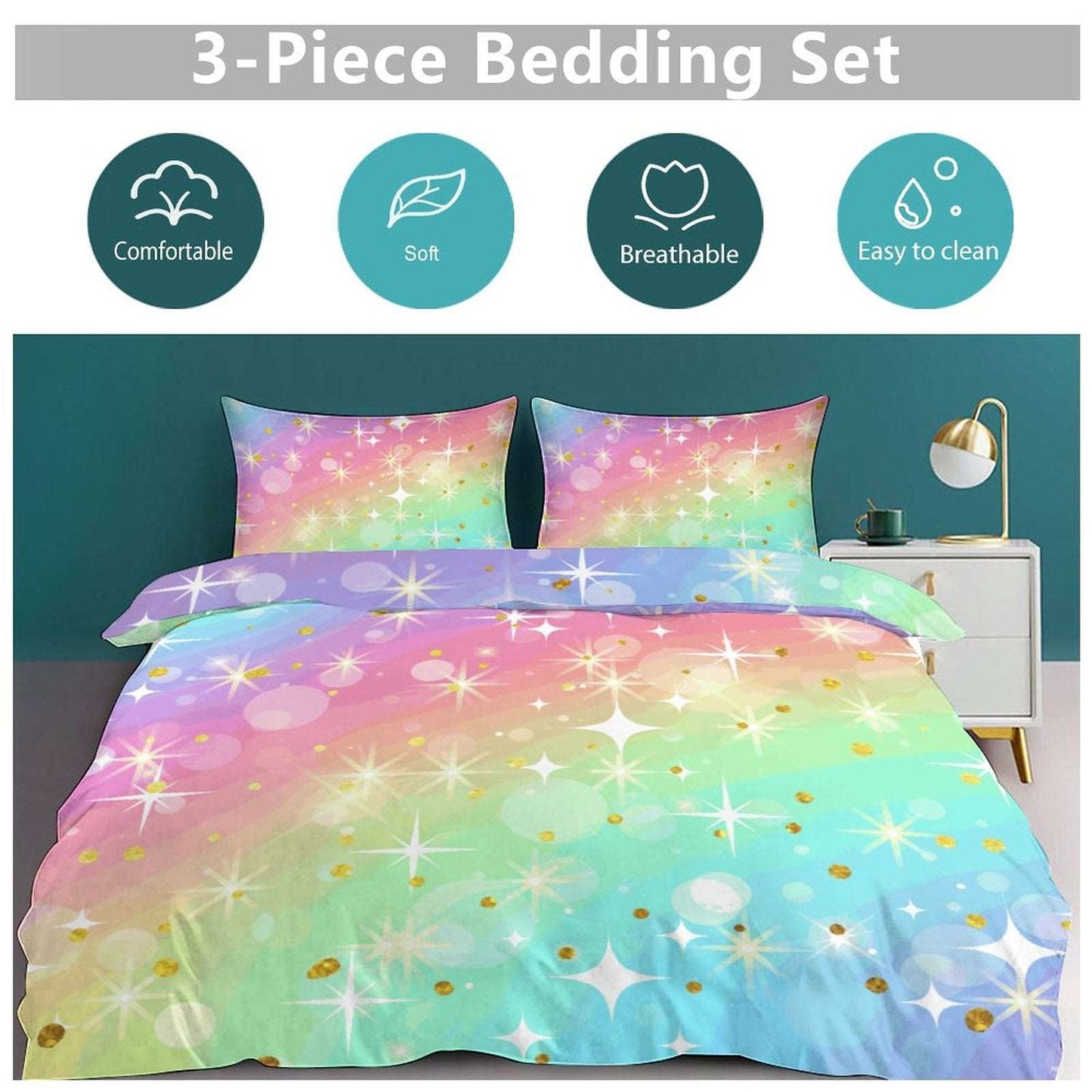 3-Piece Bedding Set-102"x90"/ 259x229cm