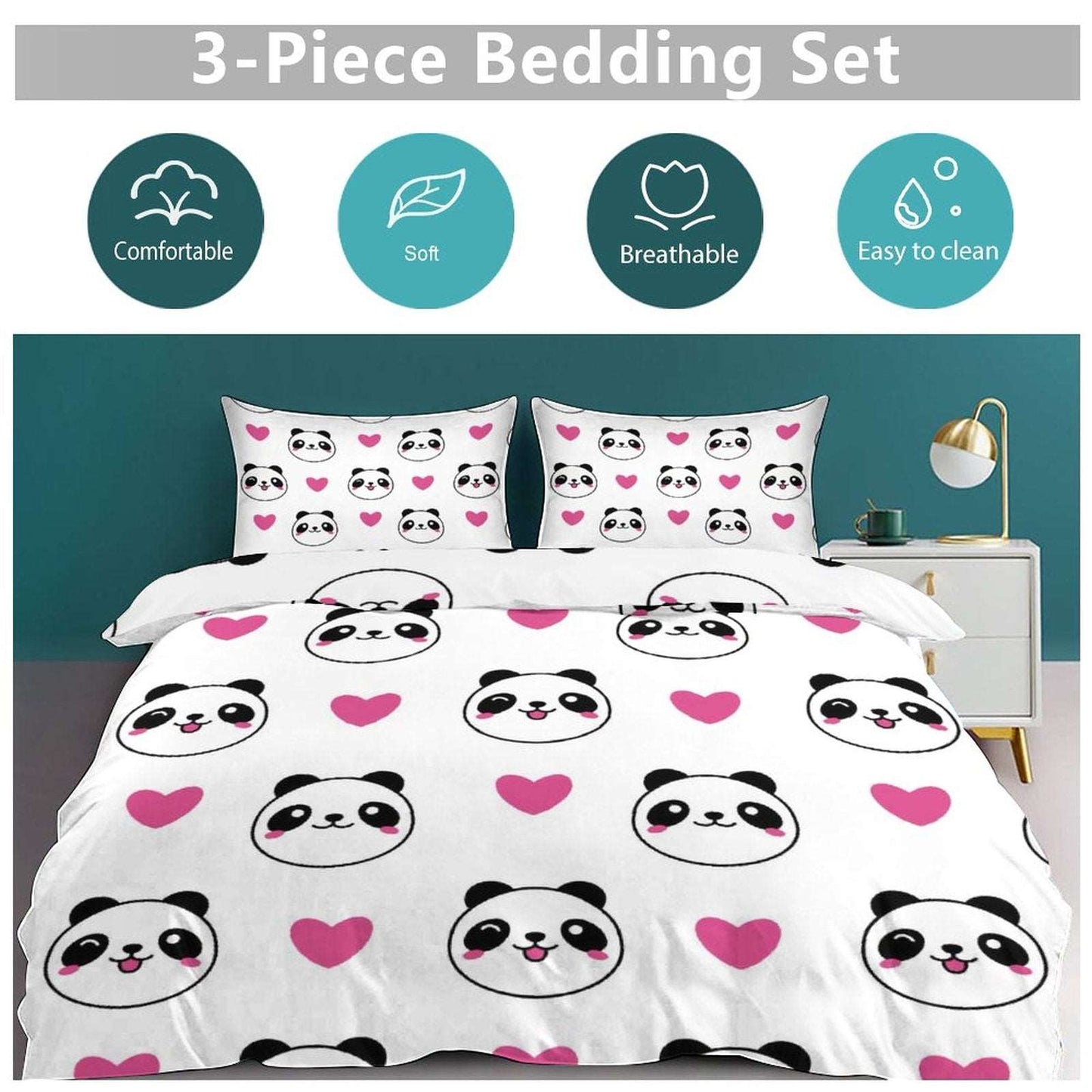 3-Piece Bedding Set-102"x90"/ 259x229cm