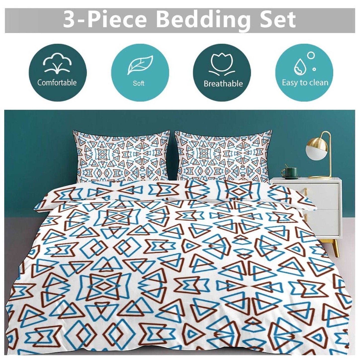 3-Piece Bedding Set-86"×70"/ 218×177cm