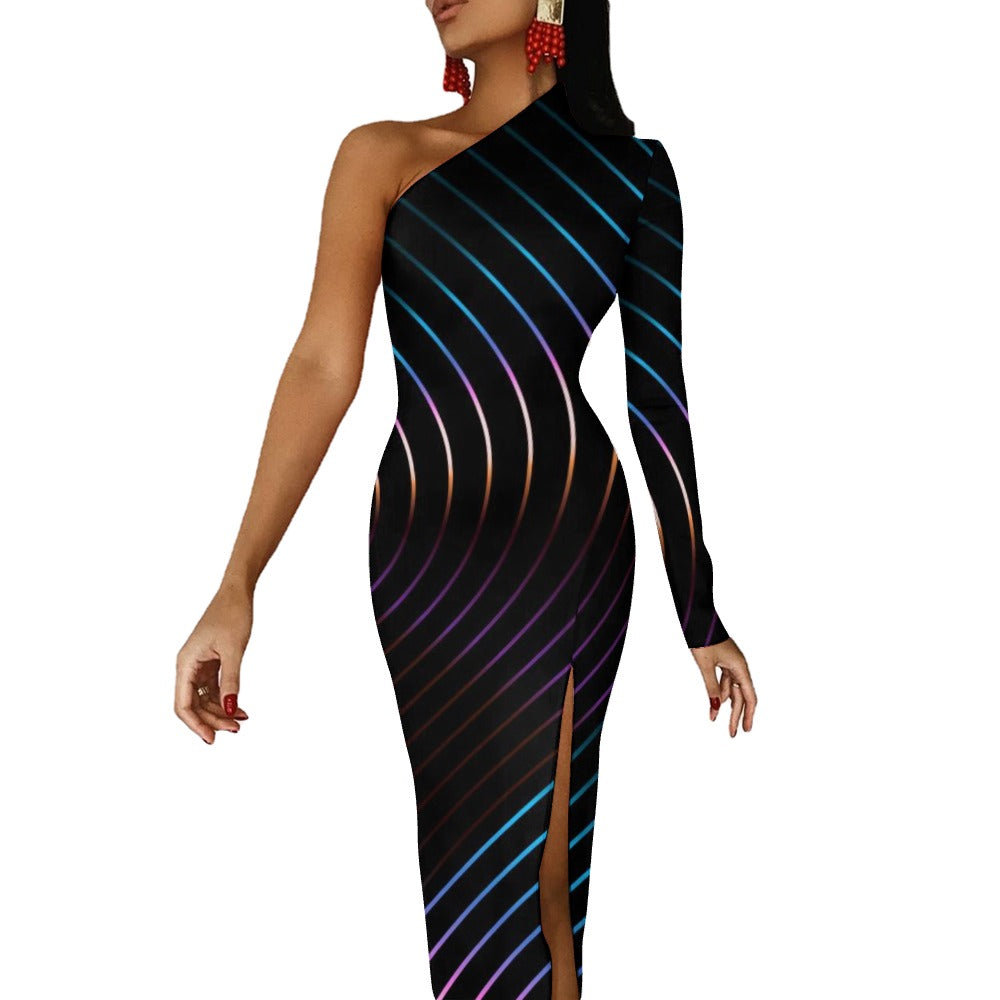 Half Sleeve Slit Dress