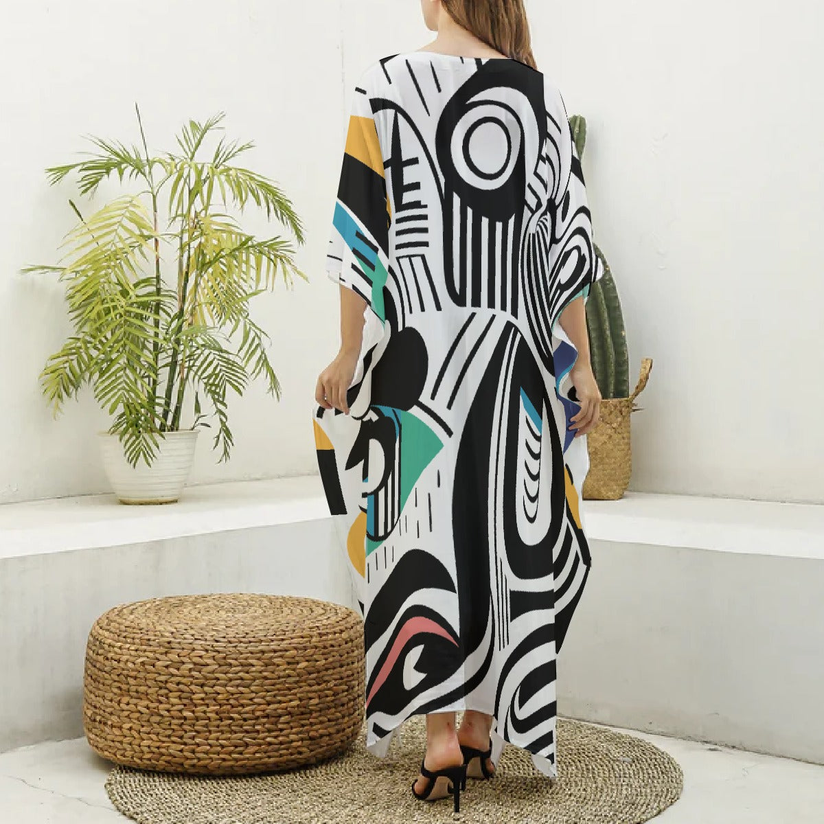 Women's Imitation Silk V-neck Kaftan Robe