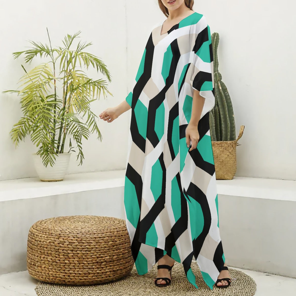 Women's Imitation Silk V-neck Kaftan Robe