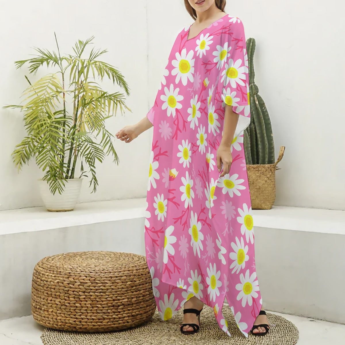 Women's Imitation Silk V-neck Kaftan Robe