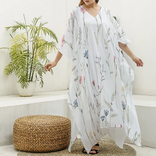 Women's Imitation Silk V-neck Kaftan Robe