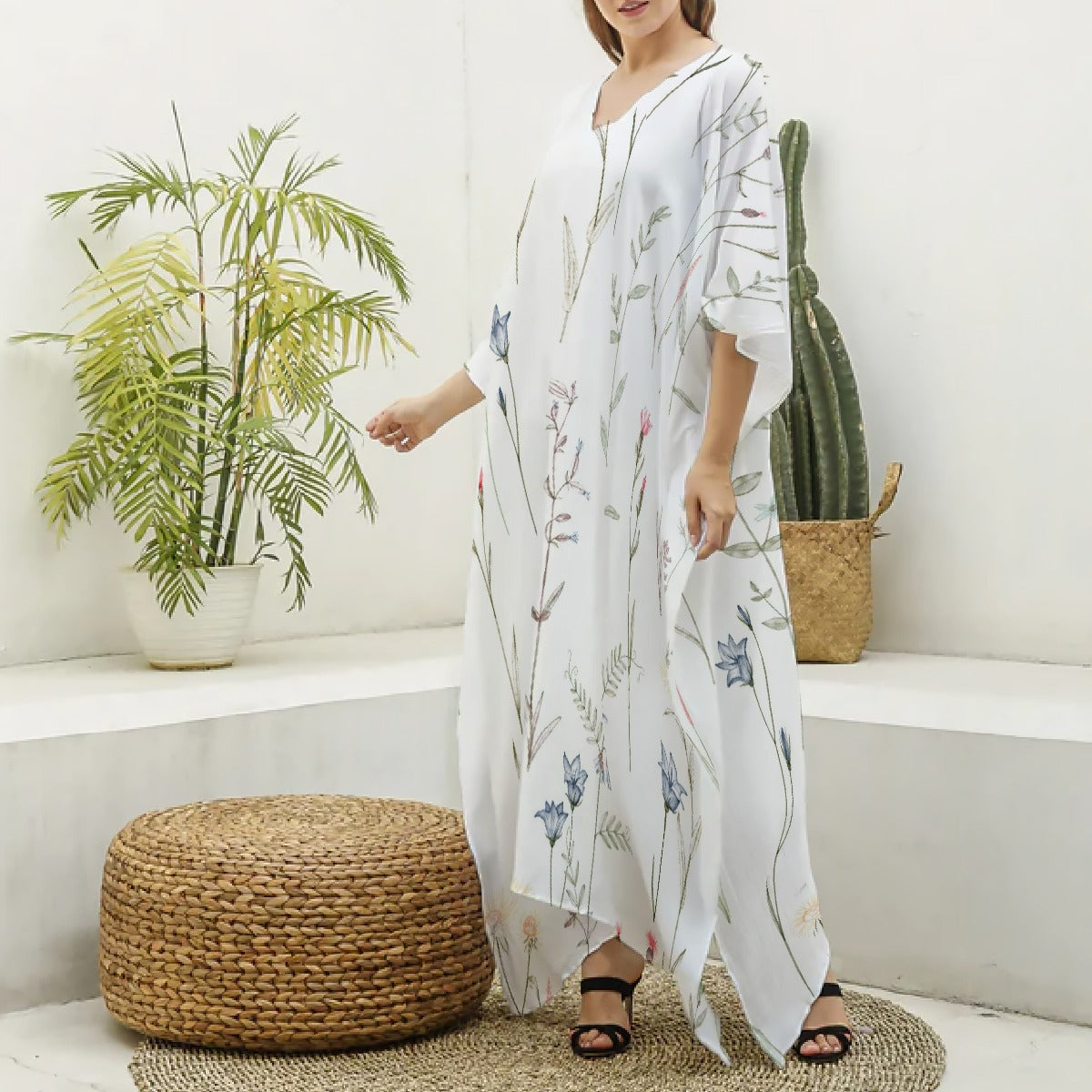 Women's Imitation Silk V-neck Kaftan Robe