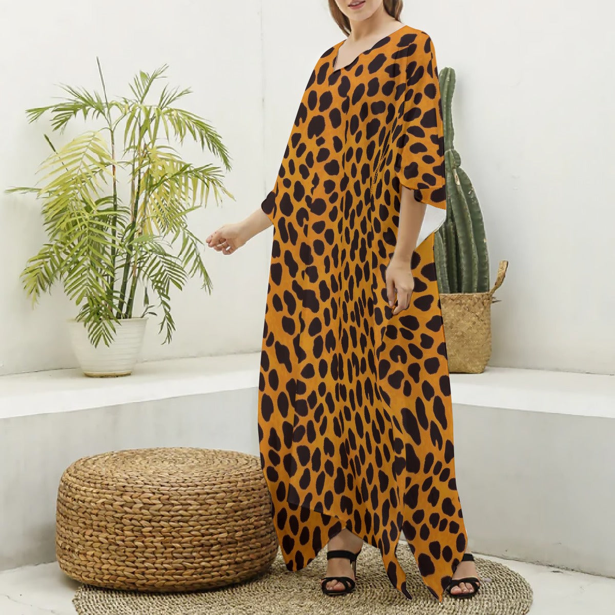 Women's Imitation Silk V-neck Kaftan Robe