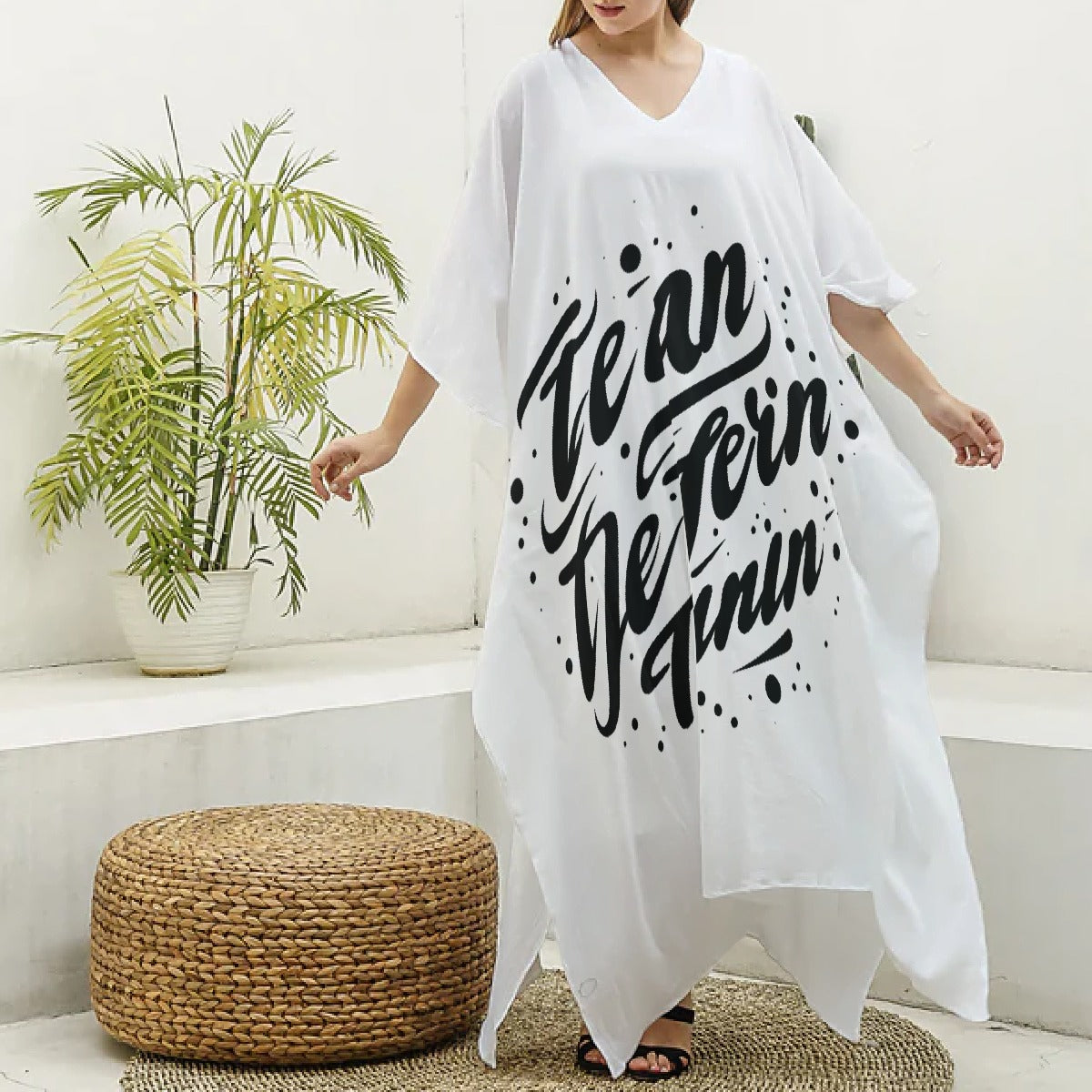 Women's Imitation Silk V-neck Kaftan Robe