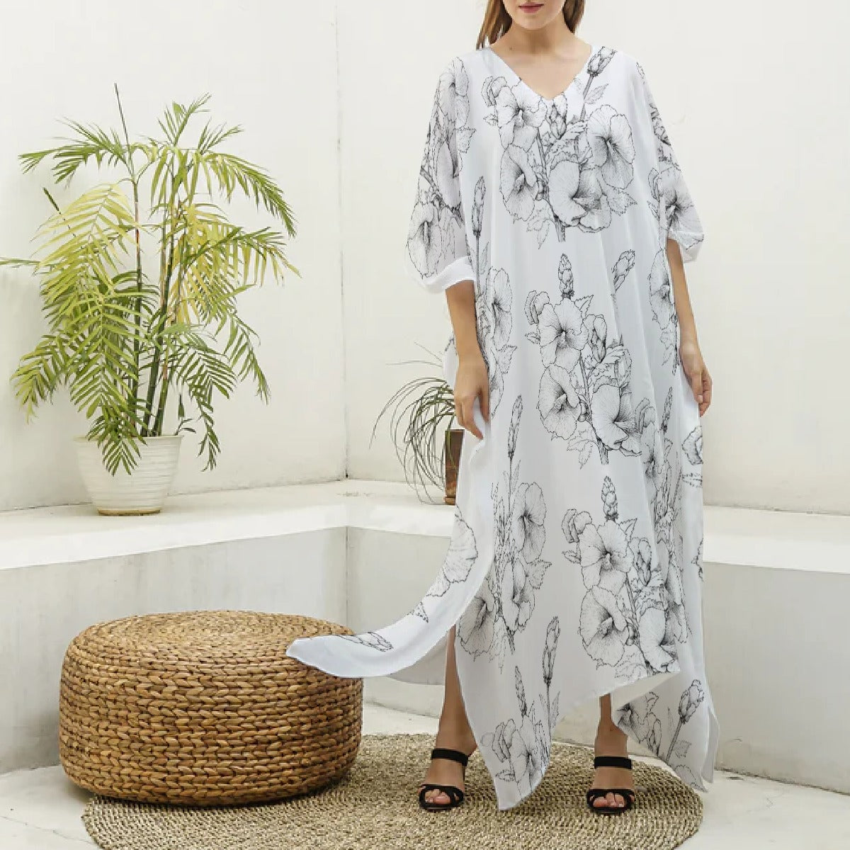 Women's Imitation Silk V-neck Kaftan Robe