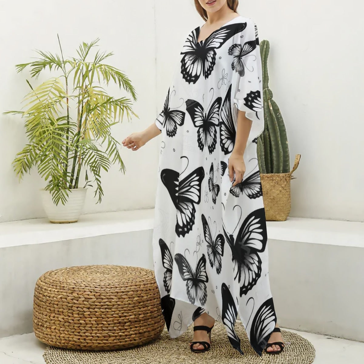 Women's Imitation Silk V-neck Kaftan Robe