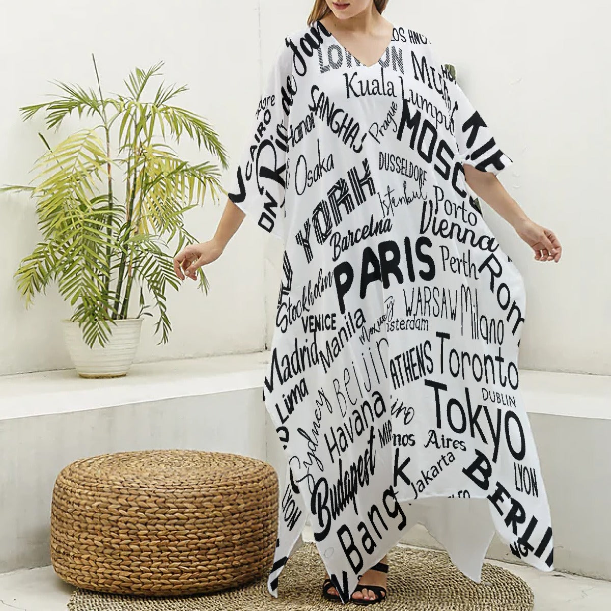 Women's Imitation Silk V-neck Kaftan Robe