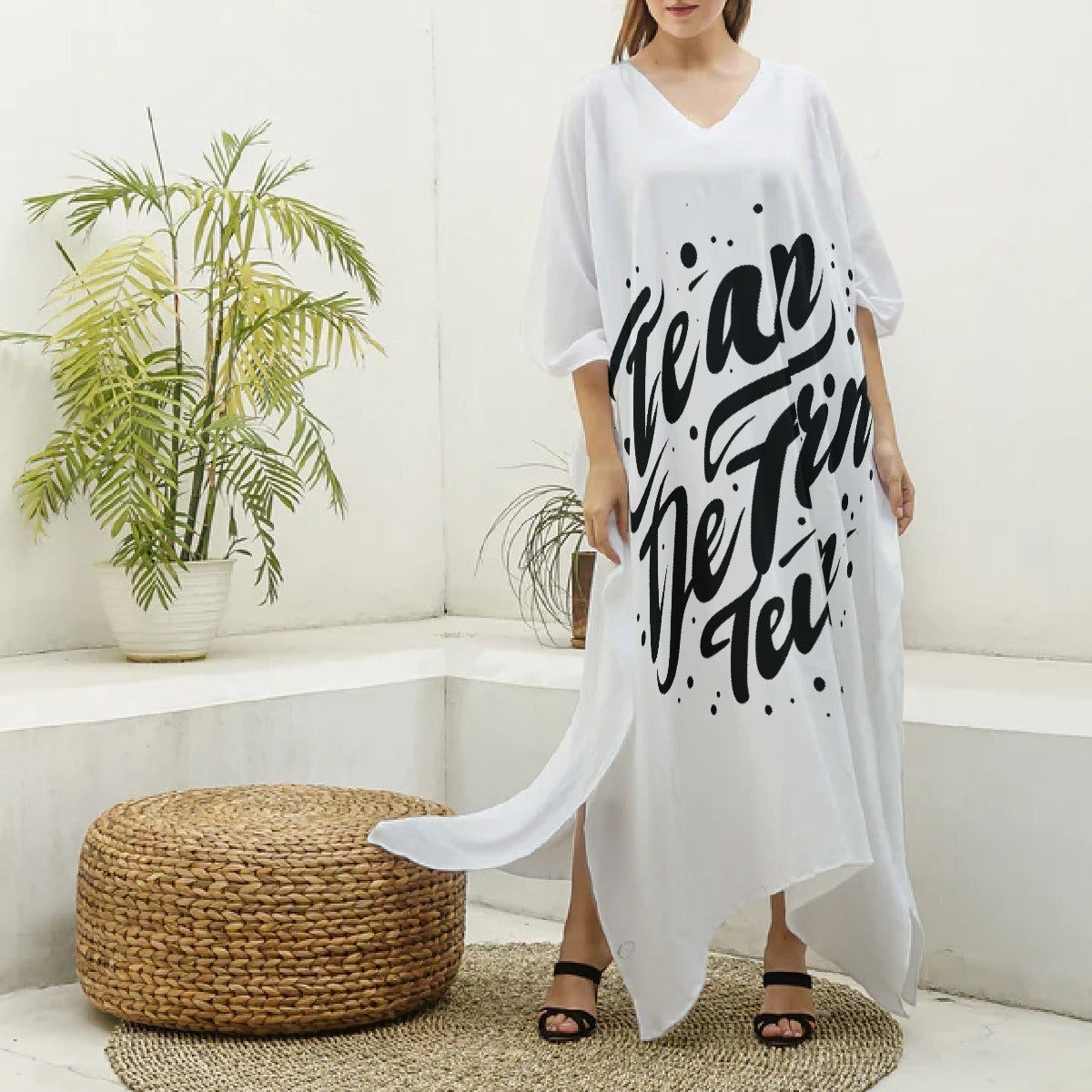 Women's Imitation Silk V-neck Kaftan Robe