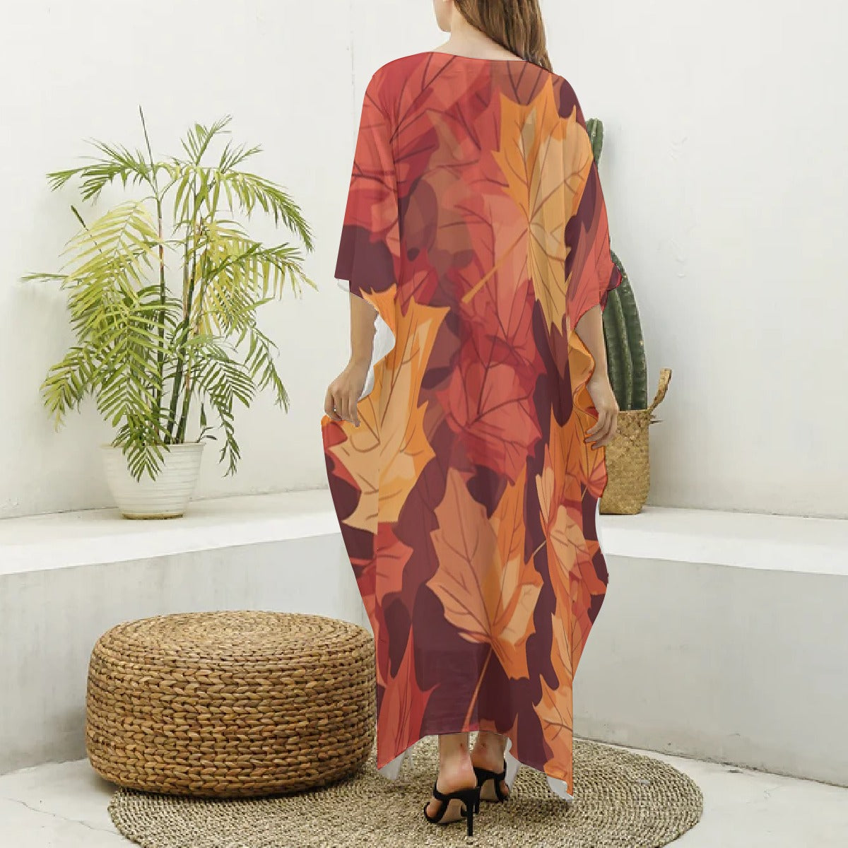 Women's Imitation Silk V-neck Kaftan Robe