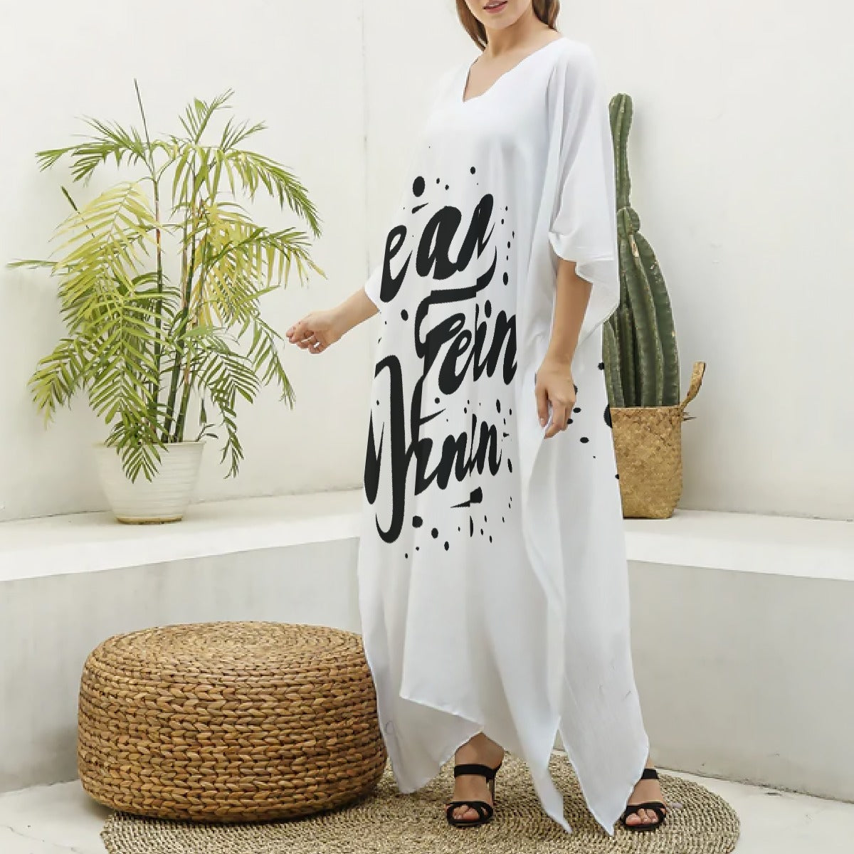 Women's Imitation Silk V-neck Kaftan Robe