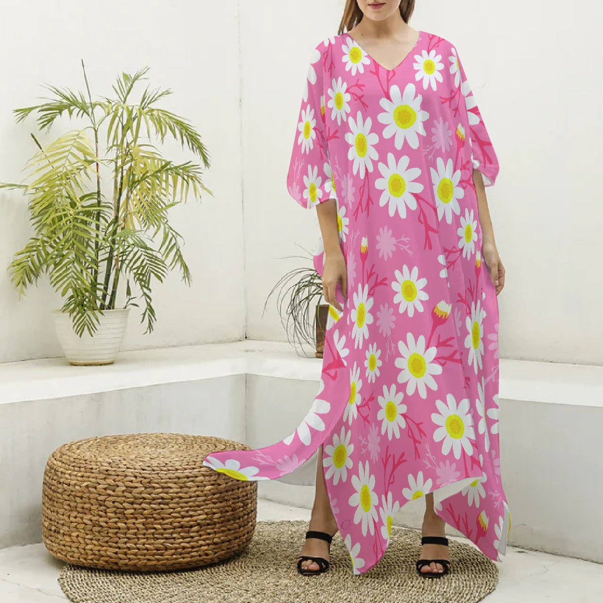 Women's Imitation Silk V-neck Kaftan Robe