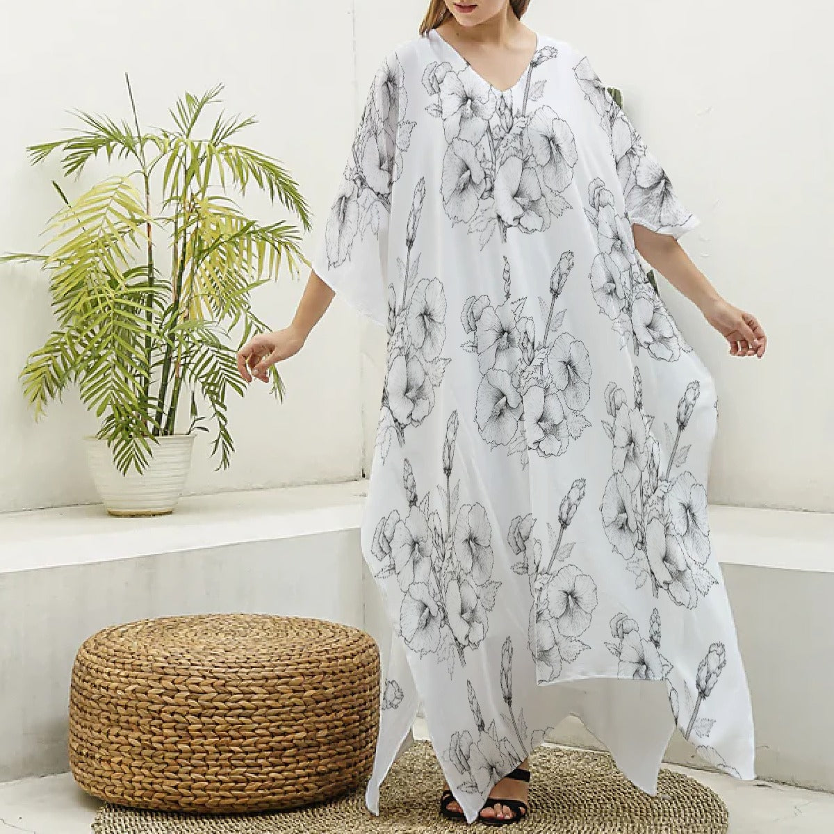 Women's Imitation Silk V-neck Kaftan Robe