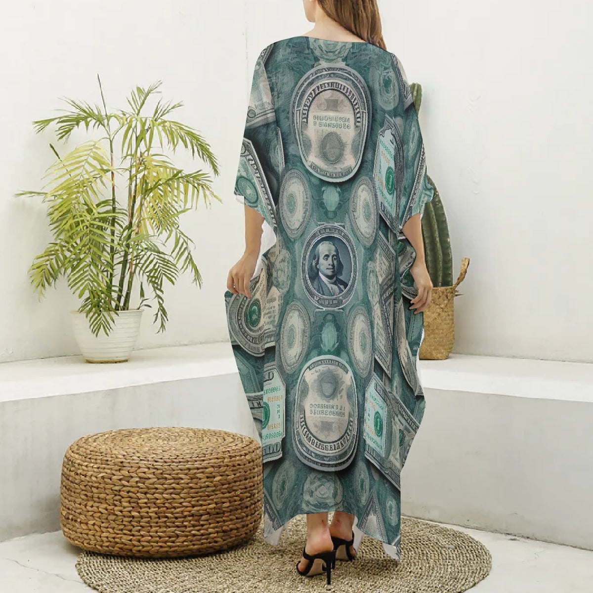 Women's Imitation Silk V-neck Kaftan Robe