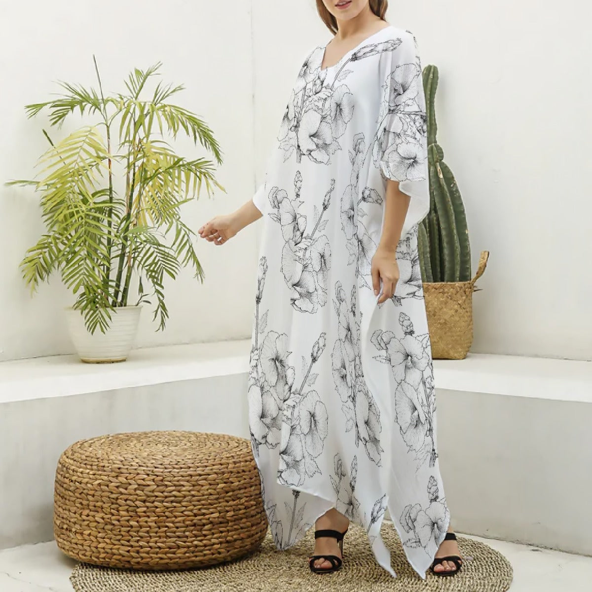 Women's Imitation Silk V-neck Kaftan Robe