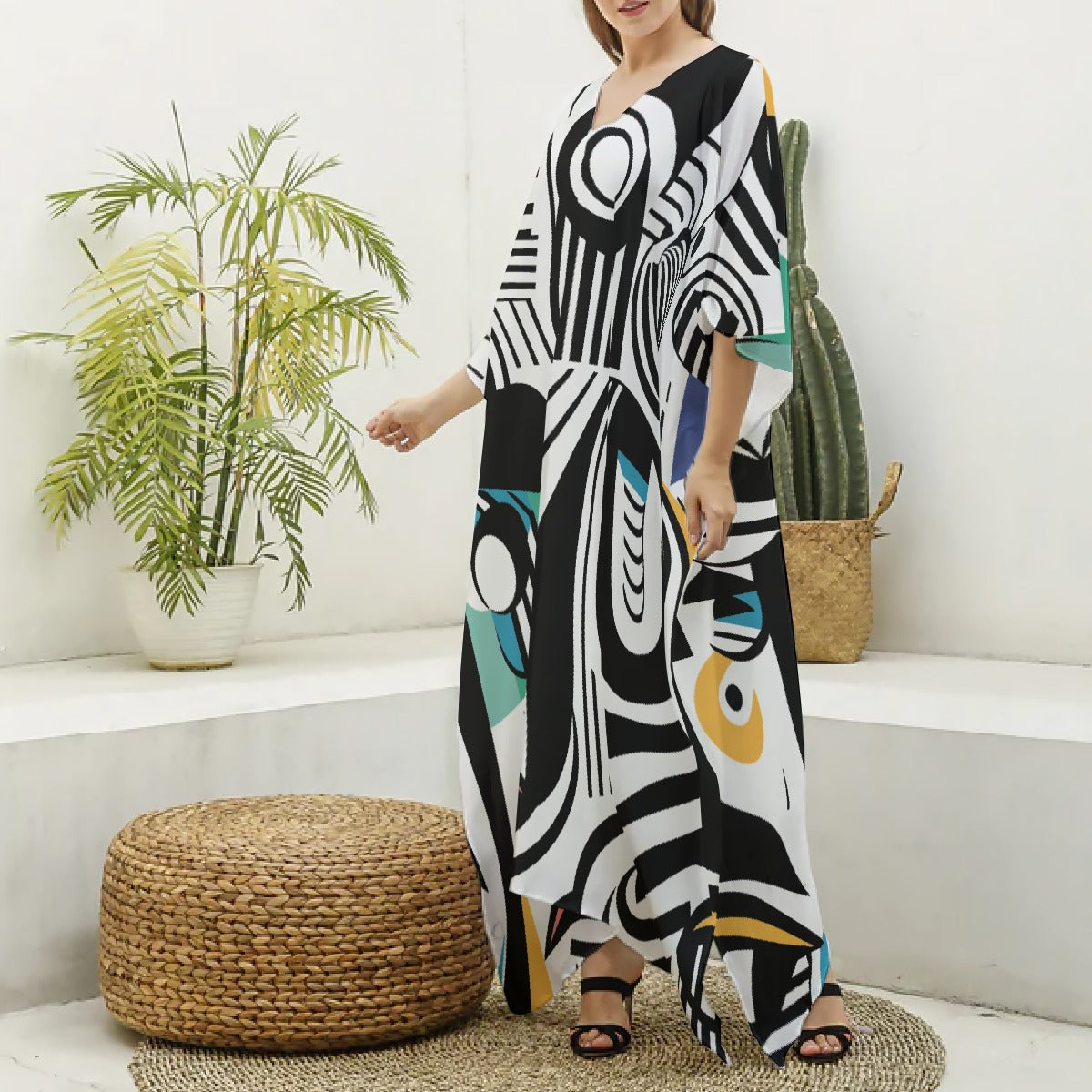 Women's Imitation Silk V-neck Kaftan Robe