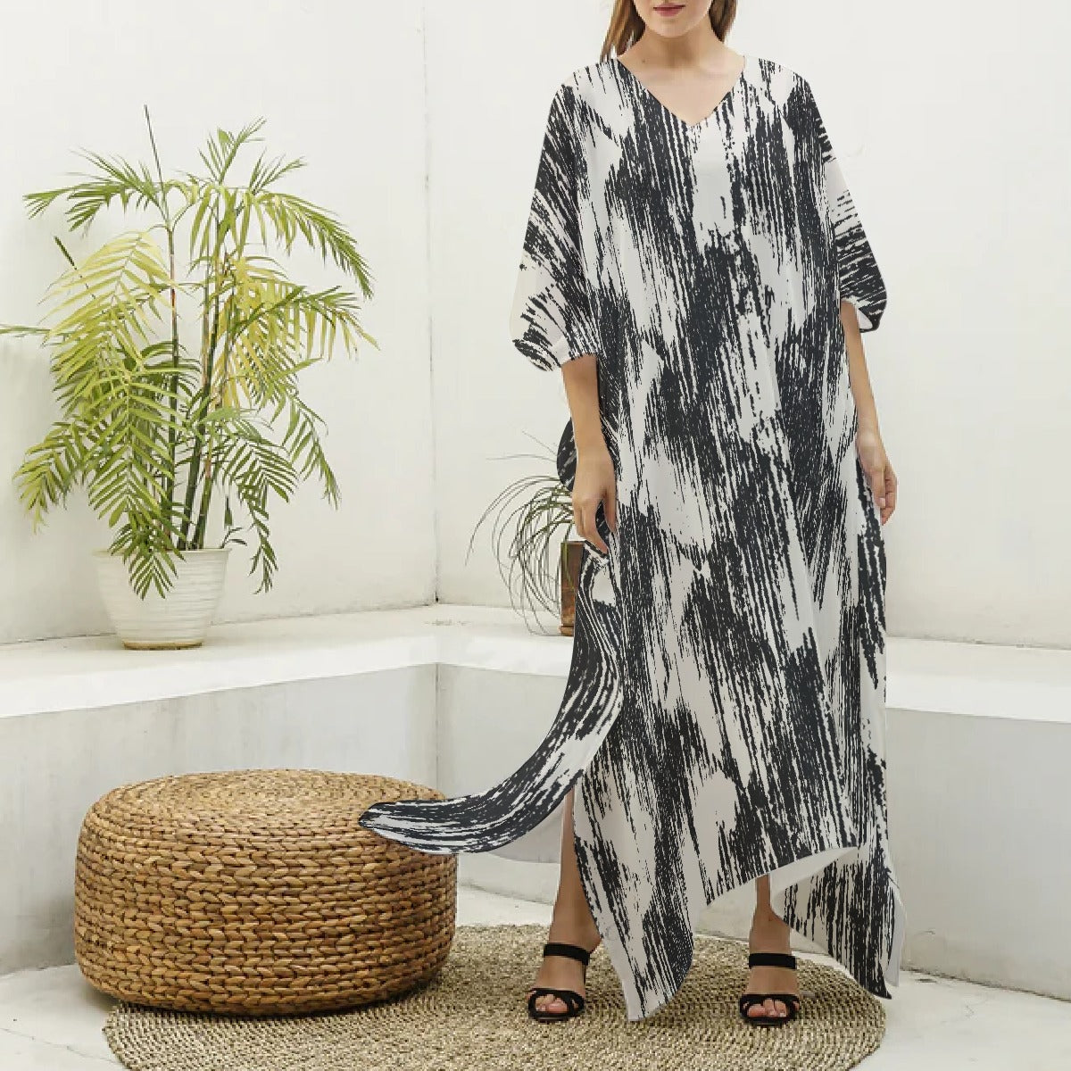 Women's Imitation Silk V-neck Kaftan Robe