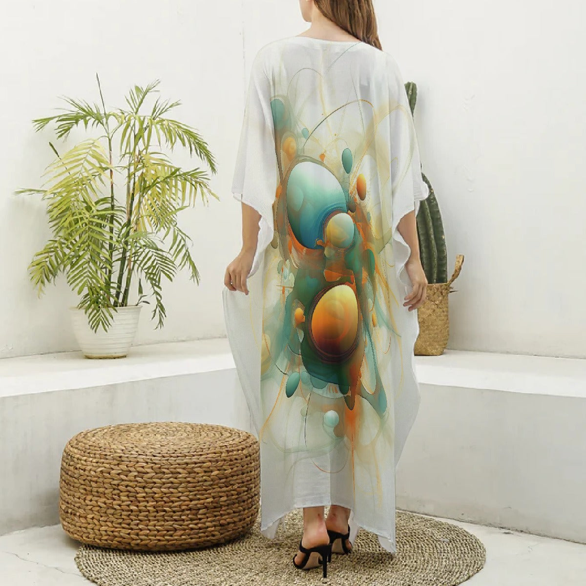 Women's Imitation Silk V-neck Kaftan Robe