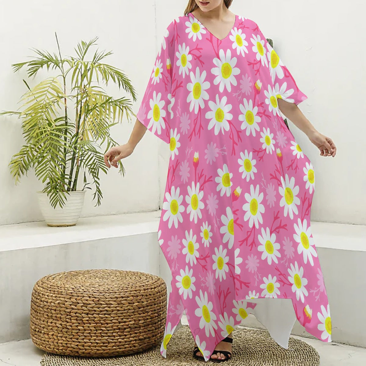 Women's Imitation Silk V-neck Kaftan Robe