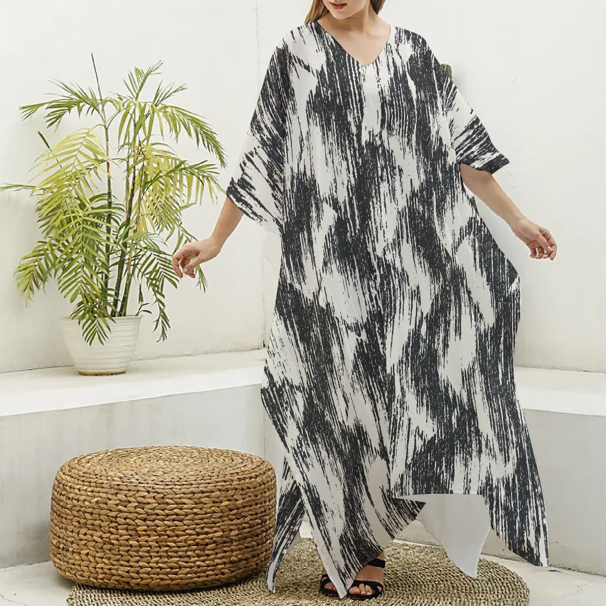 Women's Imitation Silk V-neck Kaftan Robe