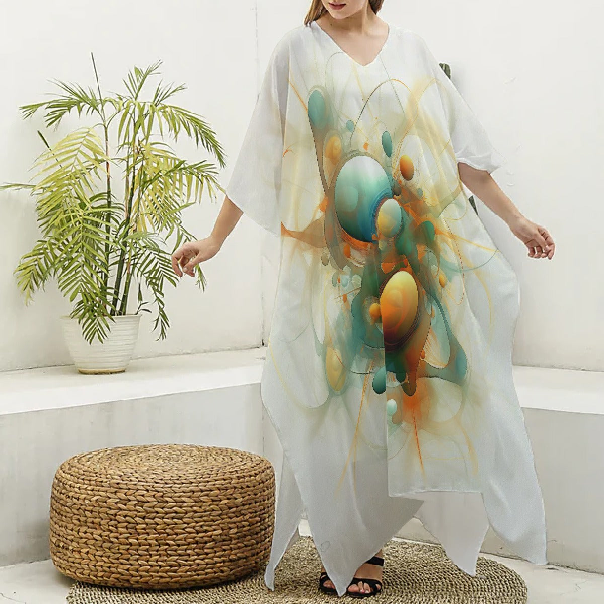 Women's Imitation Silk V-neck Kaftan Robe