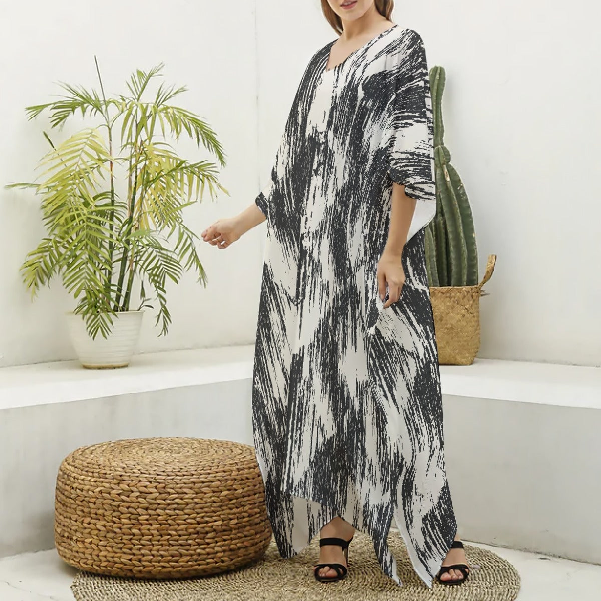 Women's Imitation Silk V-neck Kaftan Robe