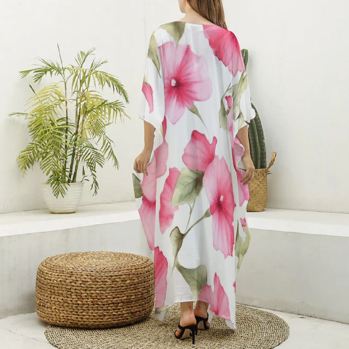 Women's Imitation Silk V-neck Kaftan Robe