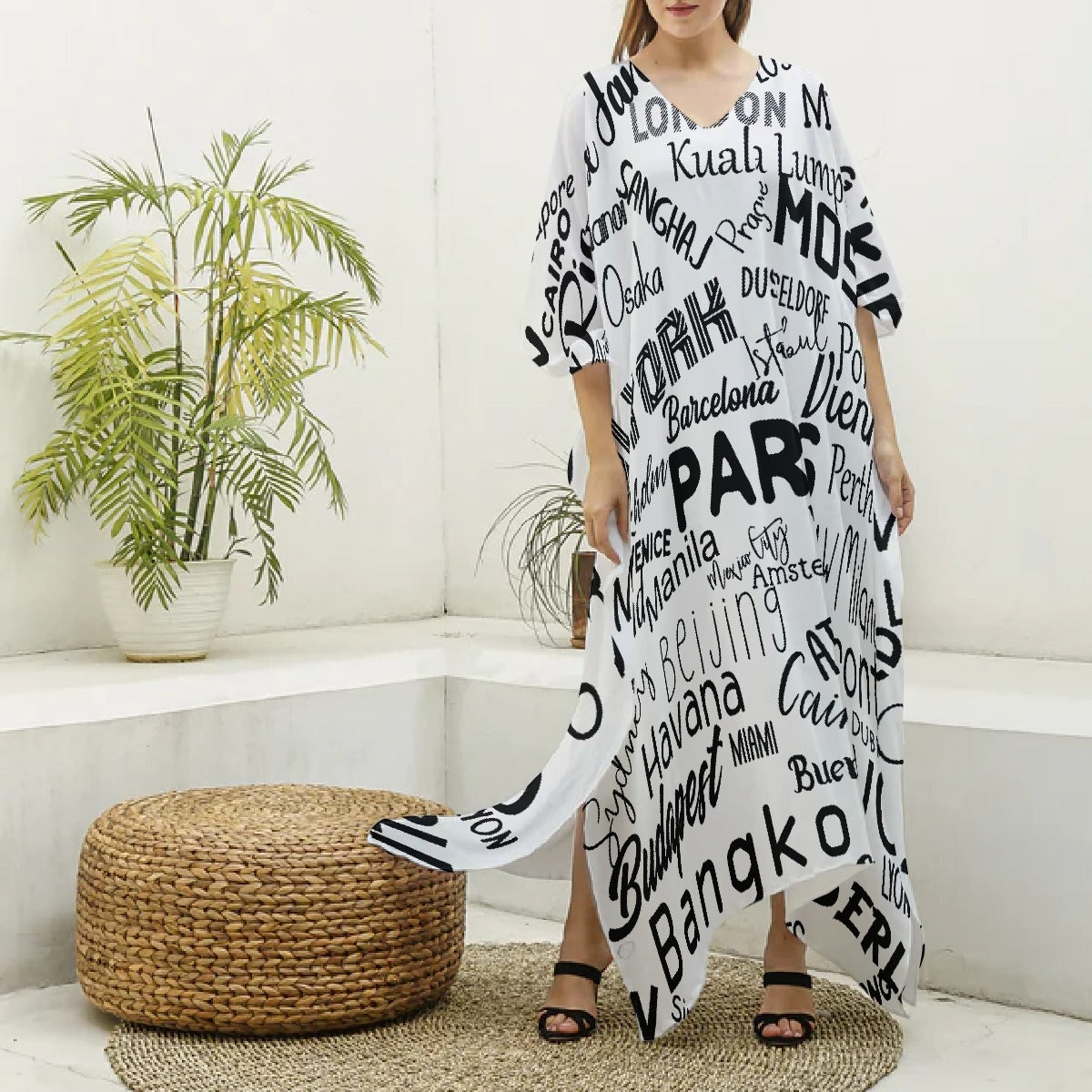 Women's Imitation Silk V-neck Kaftan Robe