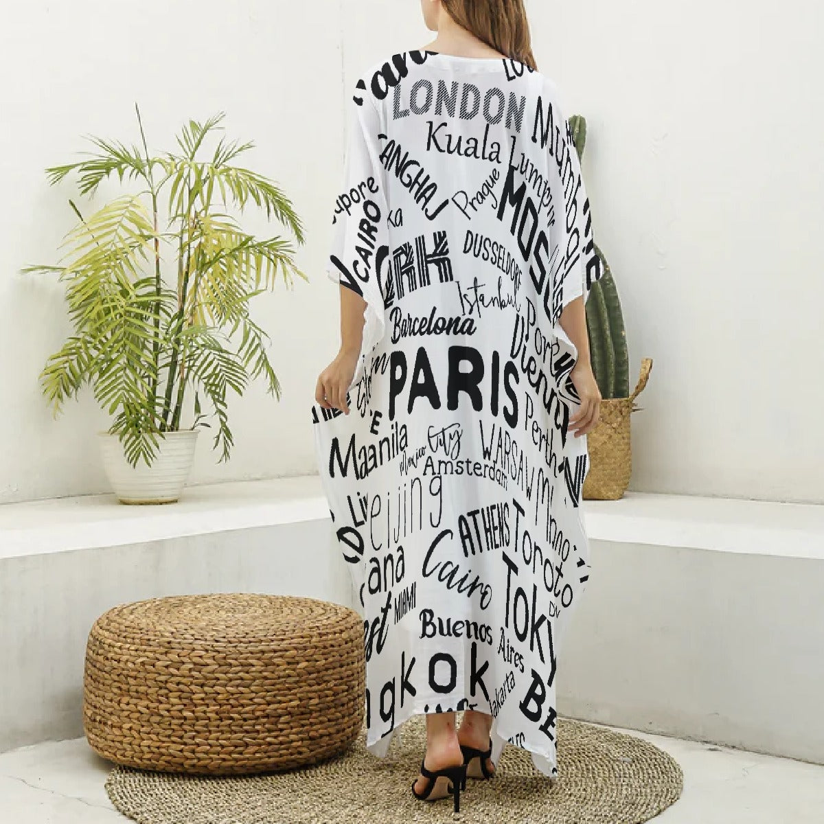 Women's Imitation Silk V-neck Kaftan Robe