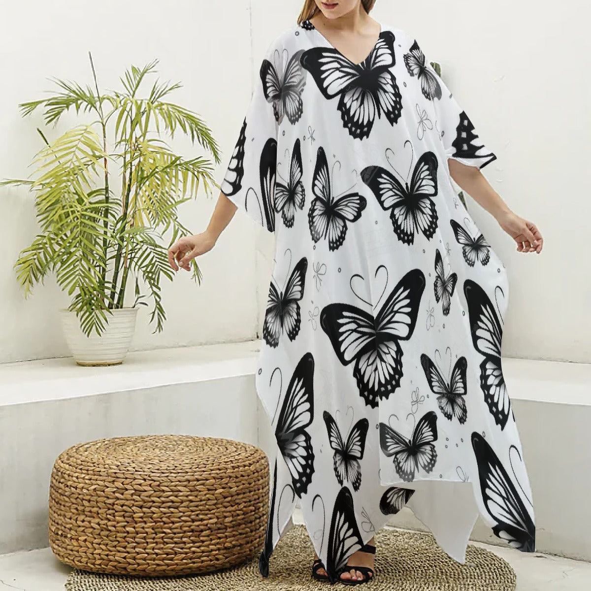 Women's Imitation Silk V-neck Kaftan Robe