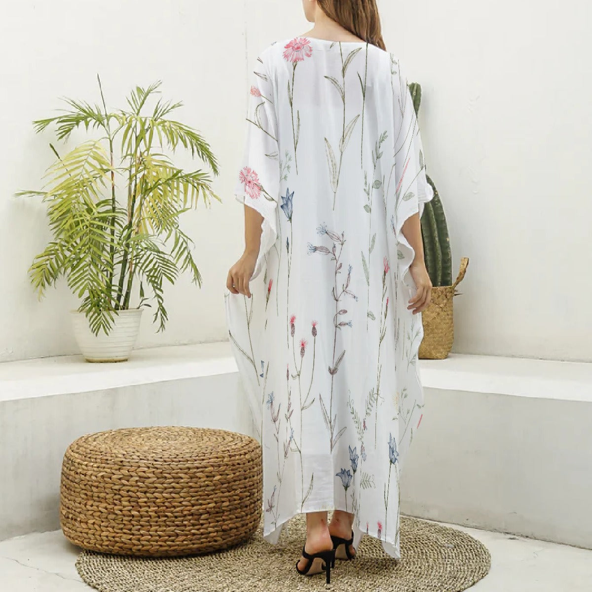 Women's Imitation Silk V-neck Kaftan Robe