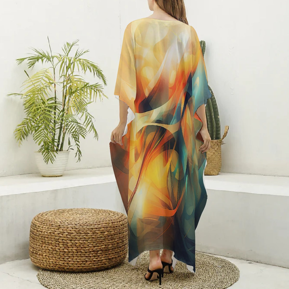 Women's Imitation Silk V-neck Kaftan Robe