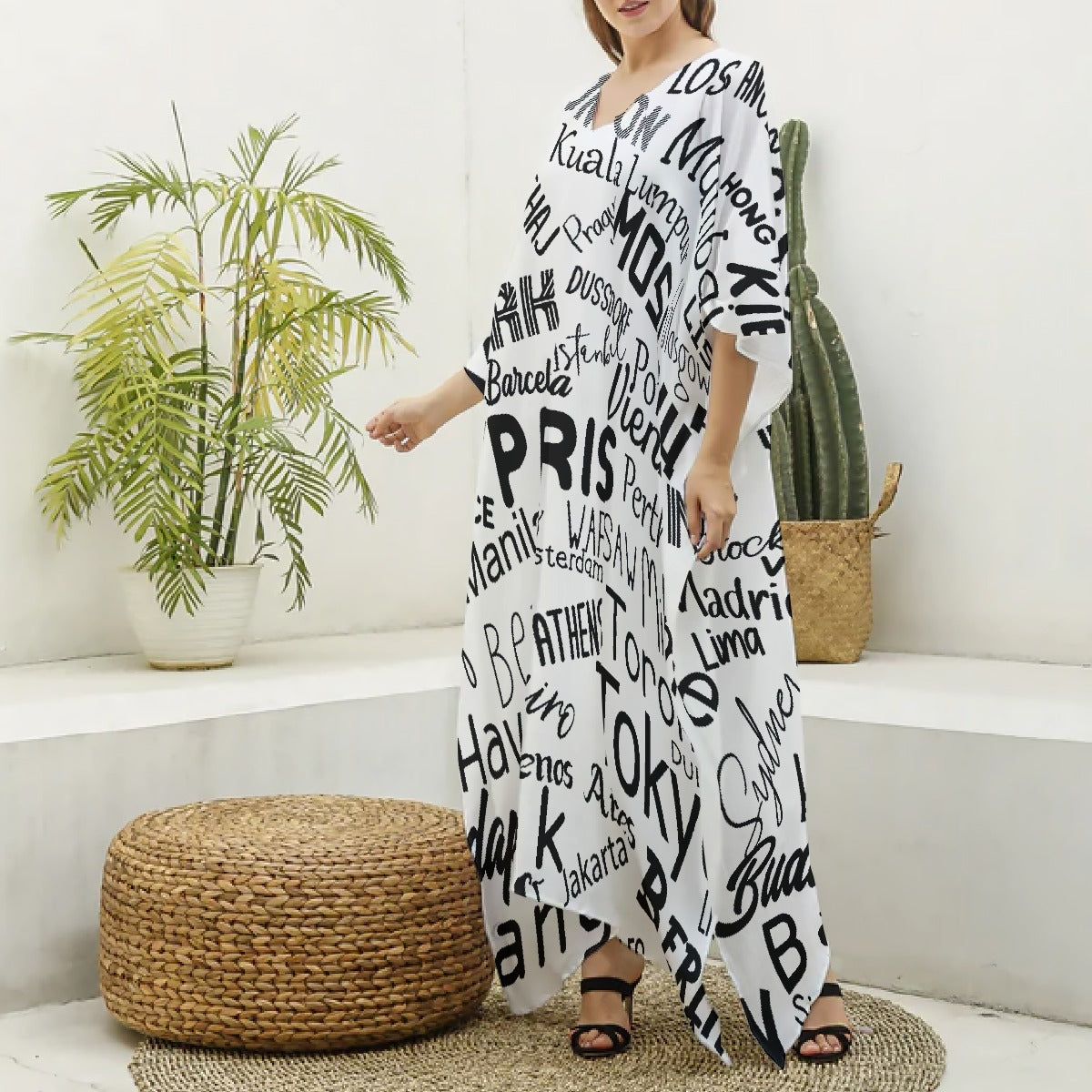 Women's Imitation Silk V-neck Kaftan Robe