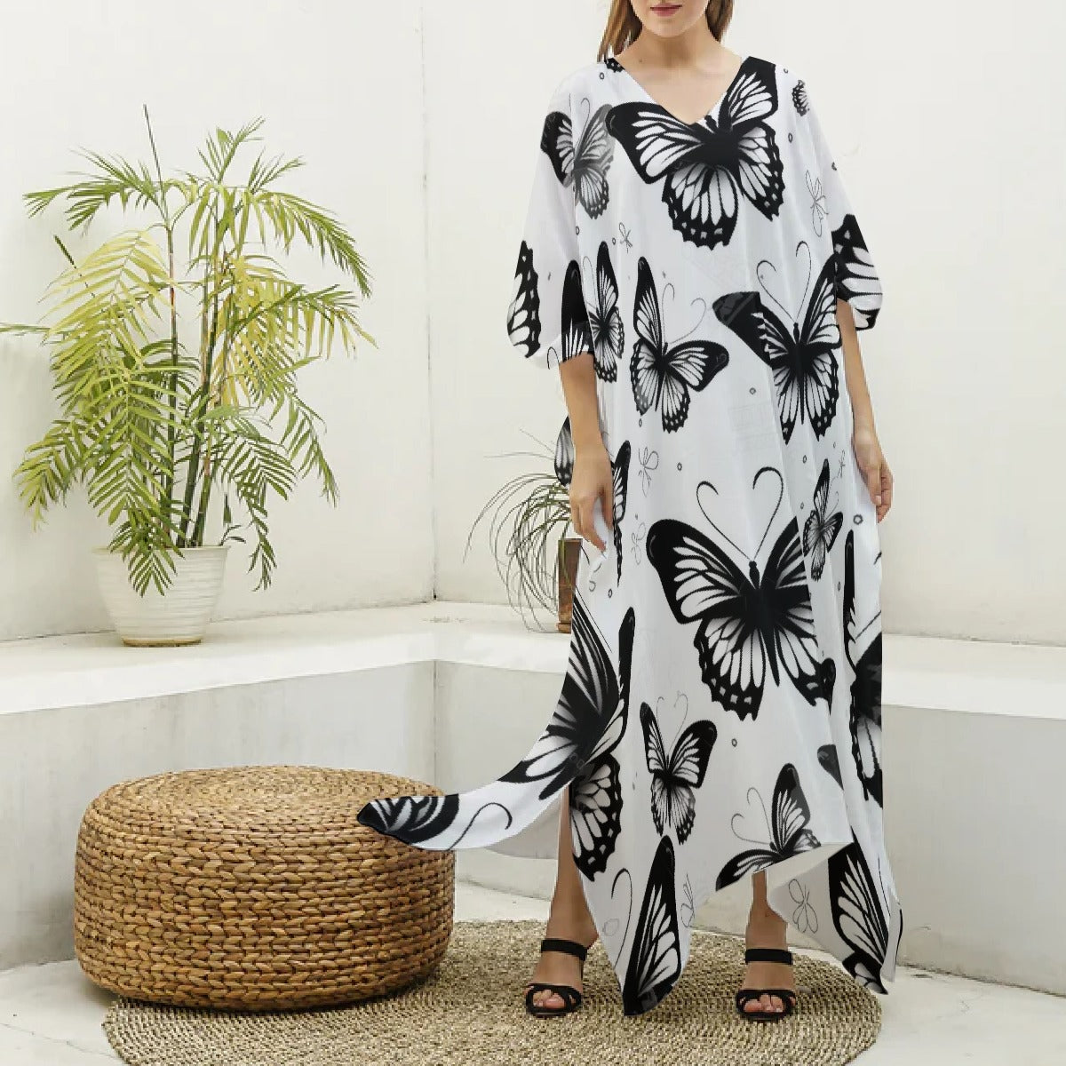 Women's Imitation Silk V-neck Kaftan Robe