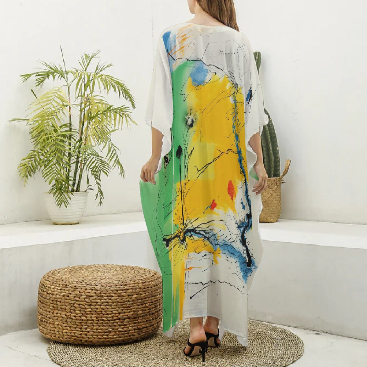 Women's Imitation Silk V-neck Kaftan Robe