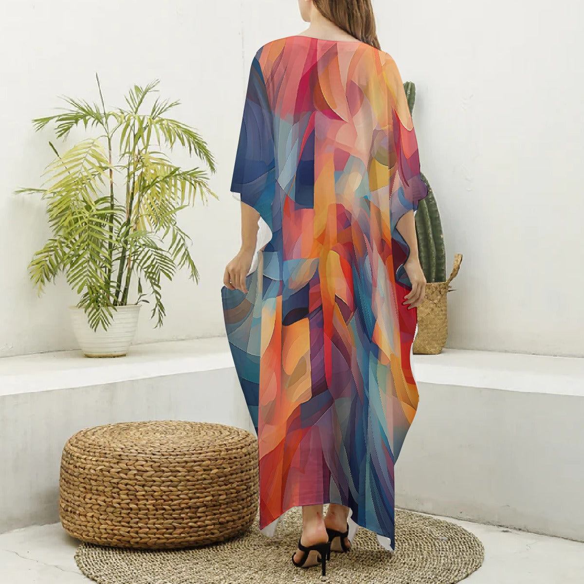 Women's Imitation Silk V-neck Kaftan Robe