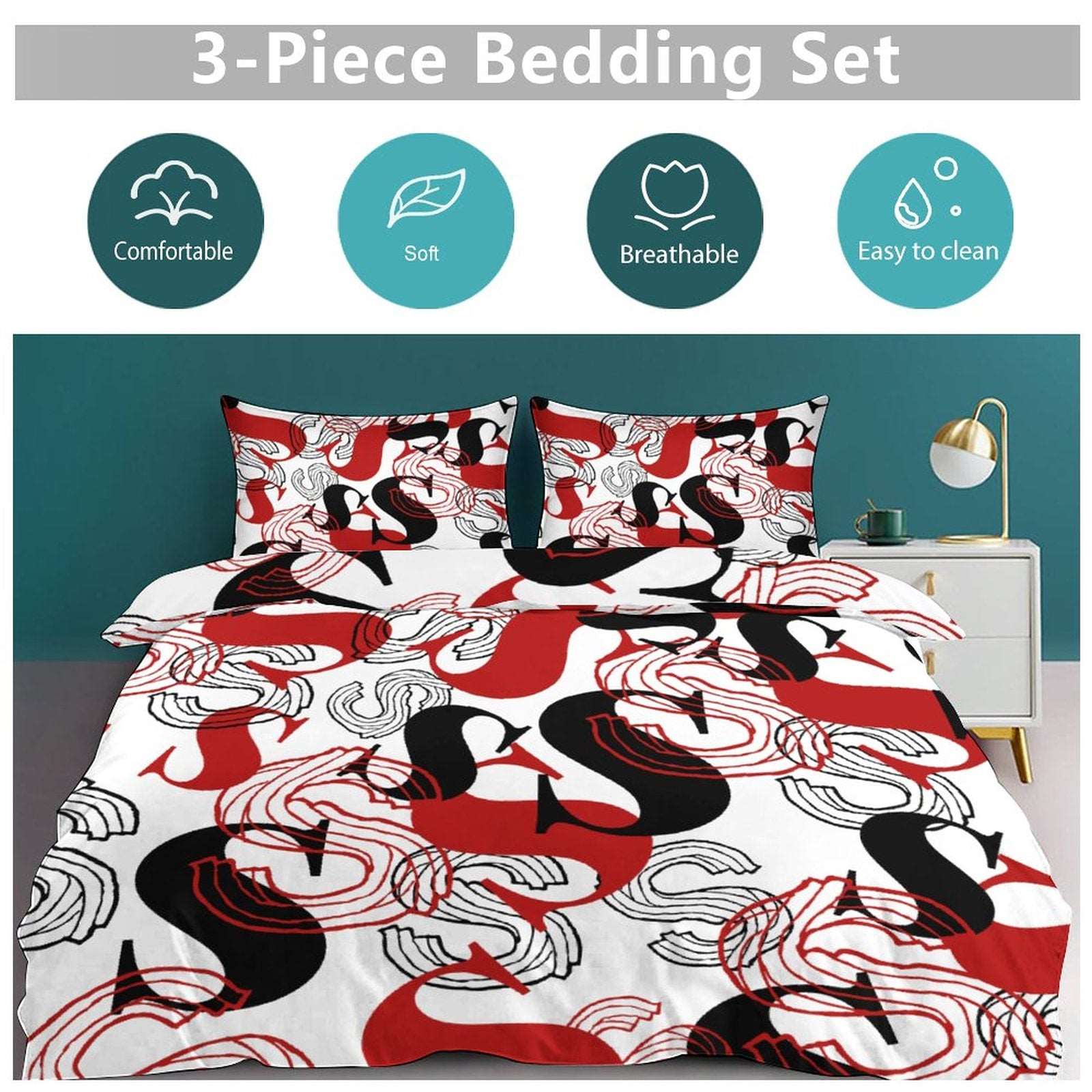 3-Piece Bedding Set-102"x90"/ 259x229cm