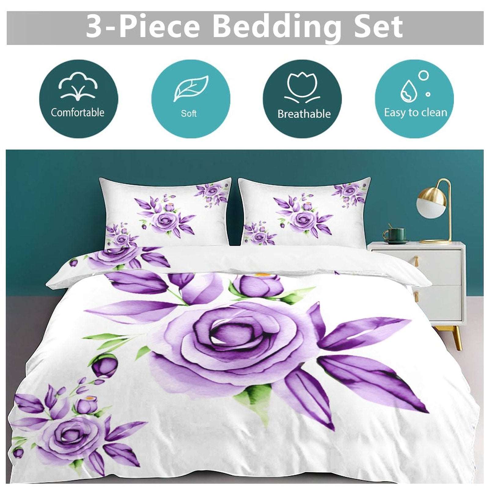 3-Piece Bedding Set-102"x90"/ 259x229cm