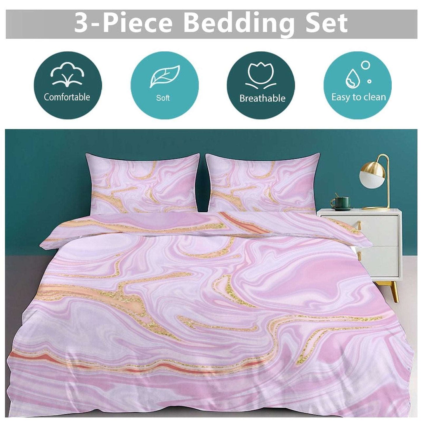 3-Piece Bedding Set-102"x90"/ 259x229cm