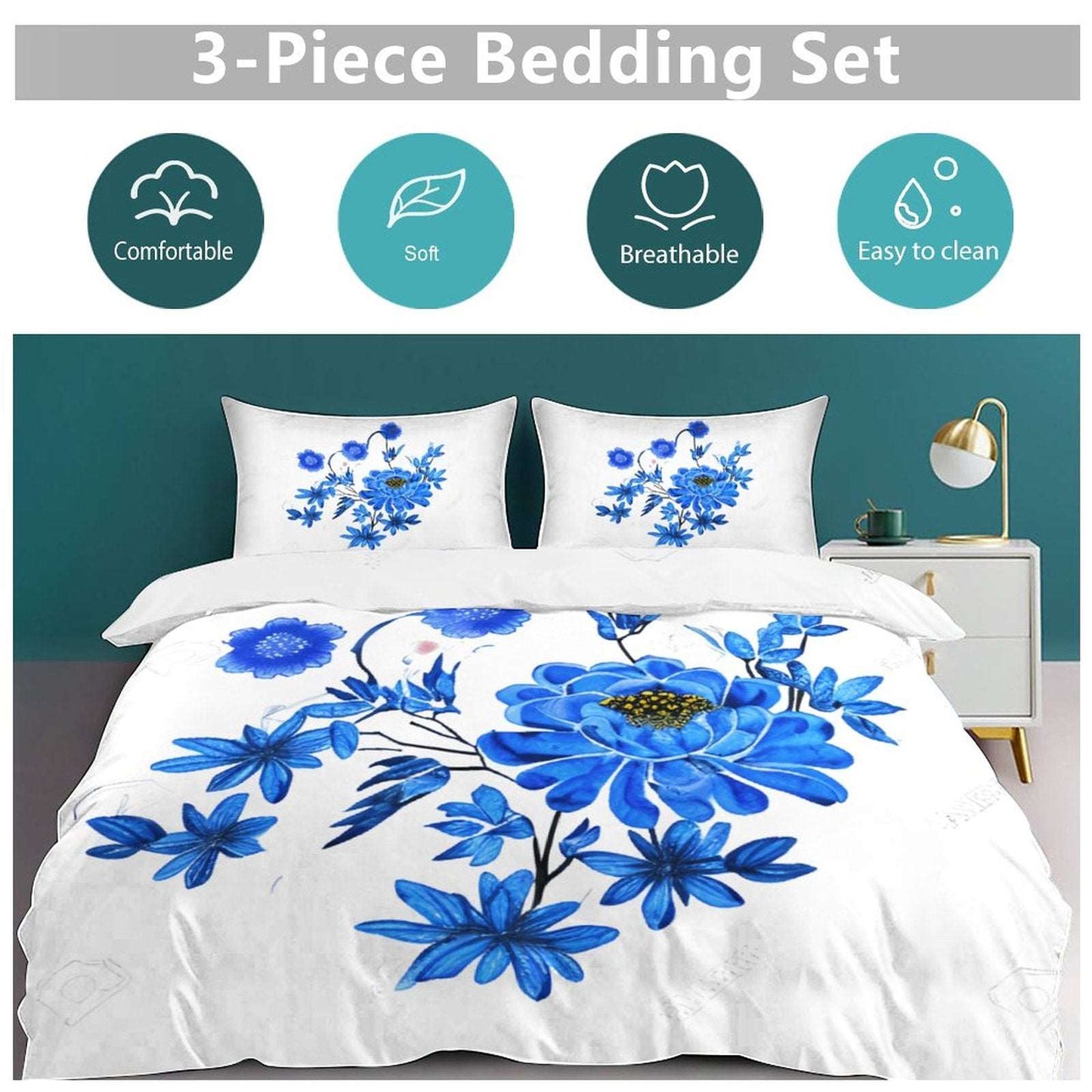 3-Piece Bedding Set-102"x90"/ 259x229cm