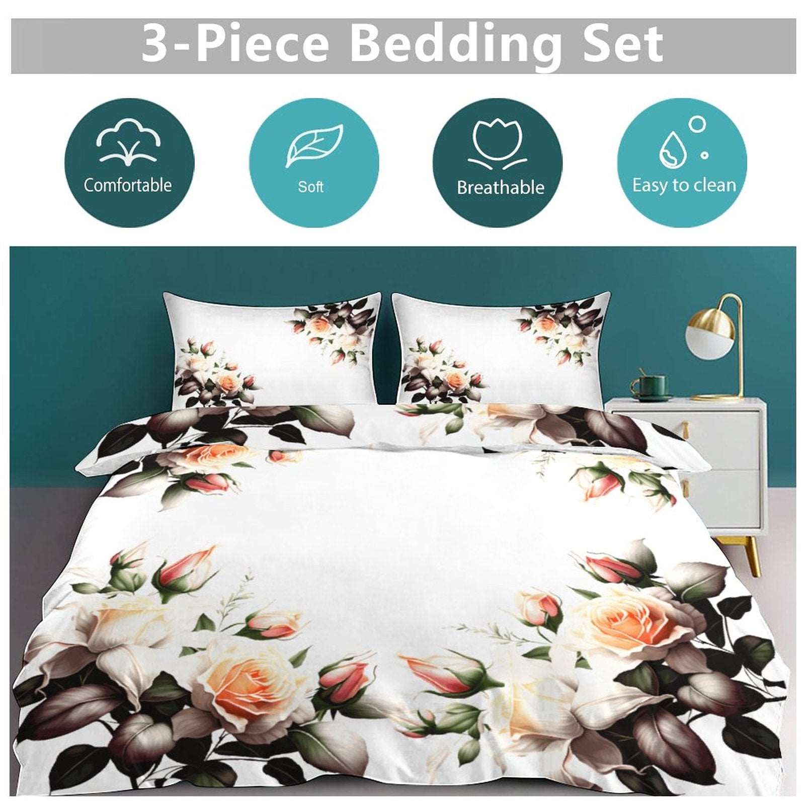 3-Piece Bedding Set-102"x90"/ 259x229cm