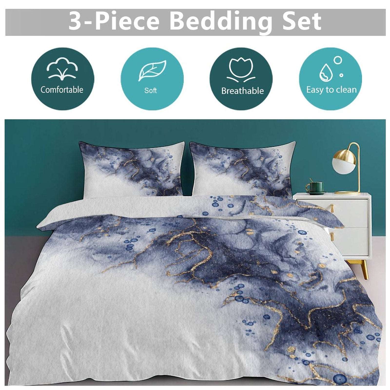 3-Piece Bedding Set-102"x90"/ 259x229cm