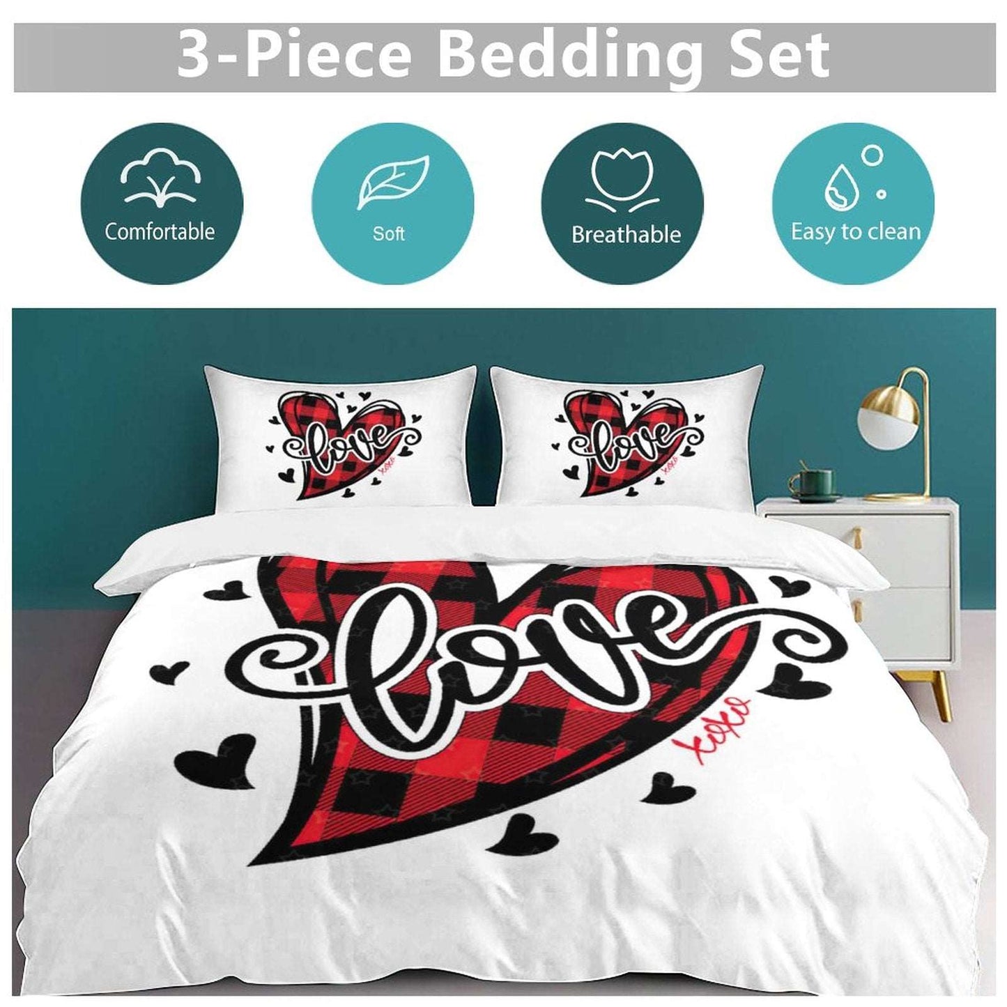 3-Piece Bedding Set-102"x90"/ 259x229cm