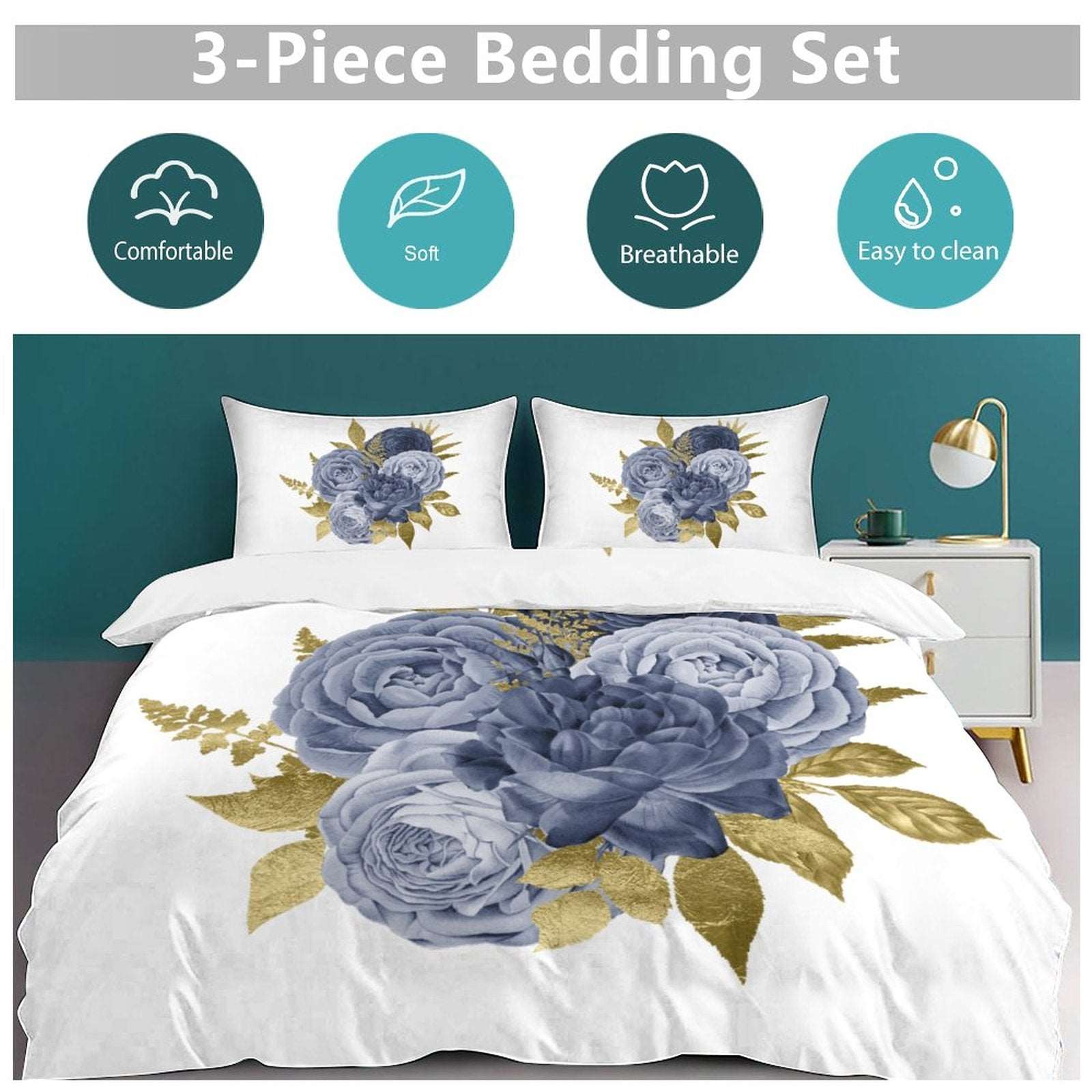 3-Piece Bedding Set-102"x90"/ 259x229cm