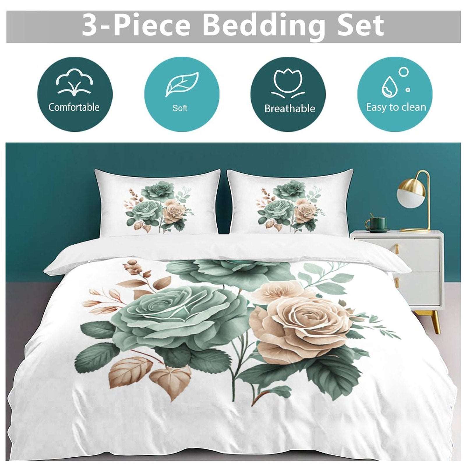 3-Piece Bedding Set-102"x90"/ 259x229cm