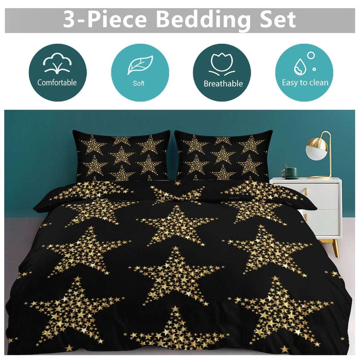 3-Piece Bedding Set-102"x90"/ 259x229cm