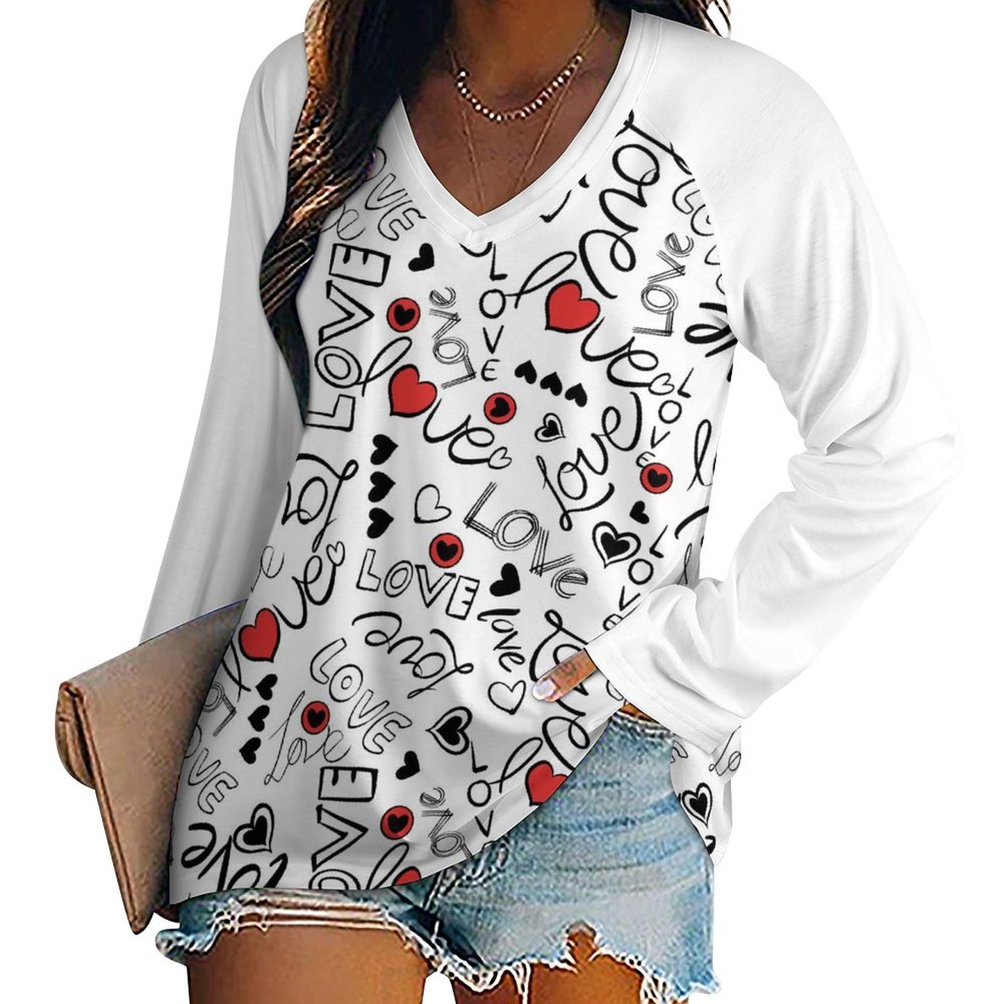 V-neck Loose Long Sleeve